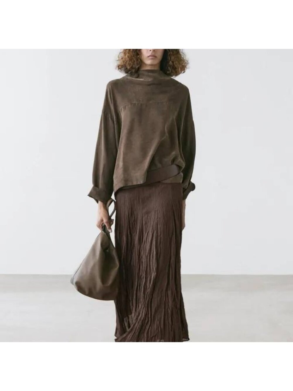 Massimo Dutti Womens Brown Pleated Maxi Skirt US 8 EU 40 5228/757 NWT